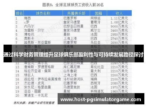 通过科学财务管理提升足球俱乐部盈利性与可持续发展路径探讨